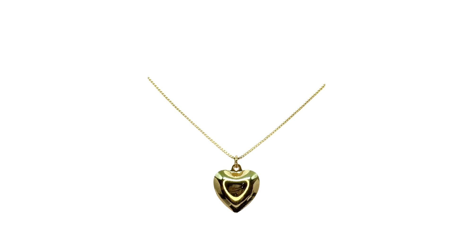 Colar Coração Abaulada 15 Banhado A Ouro 18k