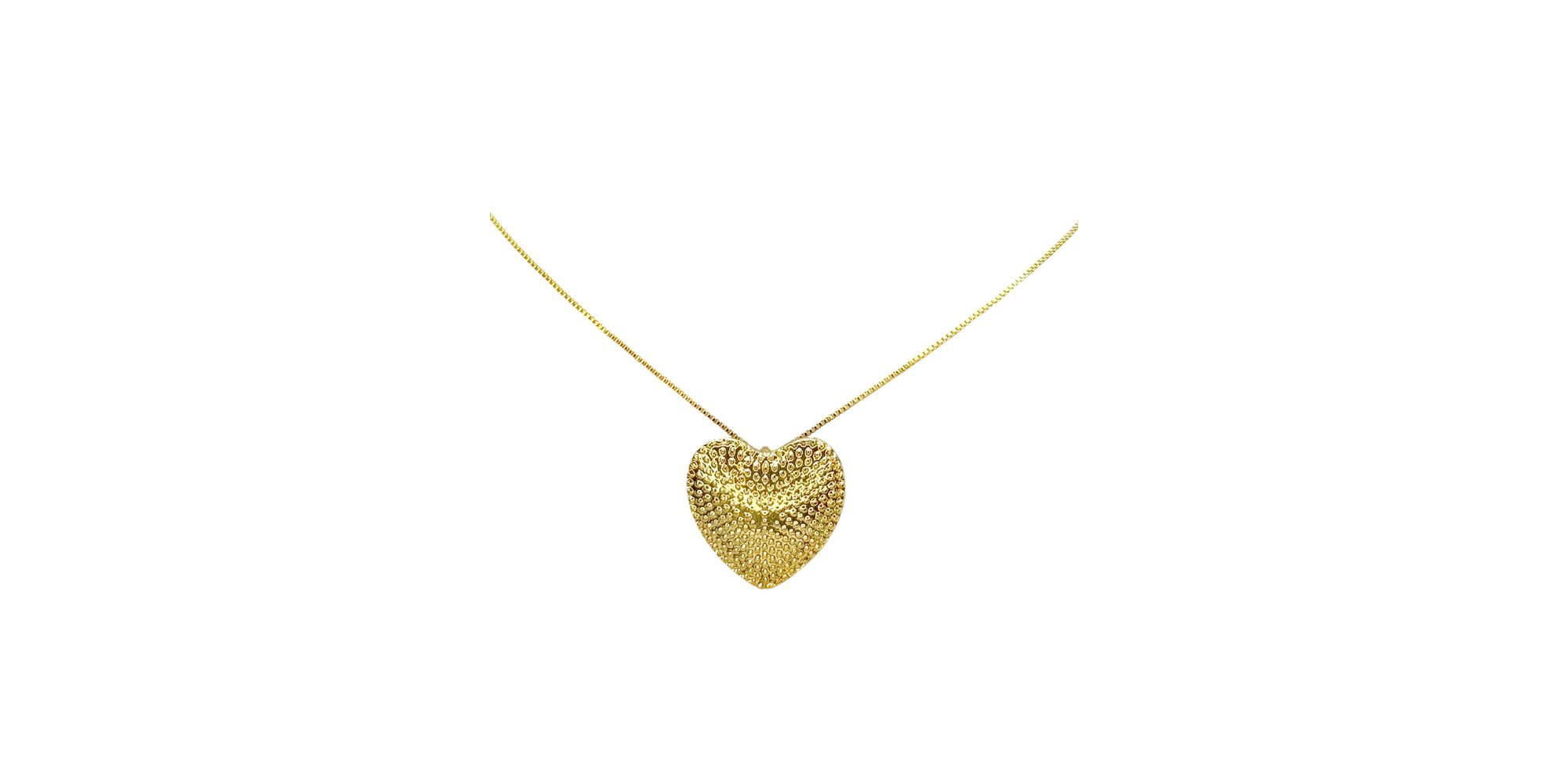 Colar Coração Pontilhado Banhado A Ouro 18K