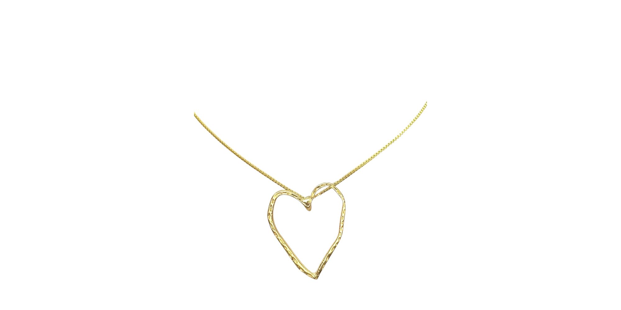 Colar Coração Torto Banhado A Ouro 18K