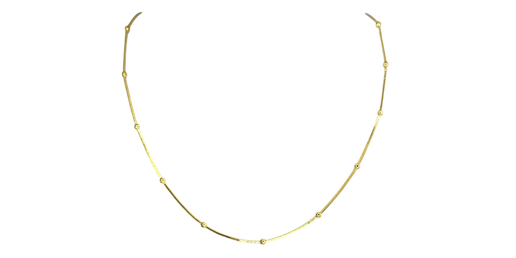 Colar Bola Rato Quadrado Espaçada Banhado A Ouro 18K