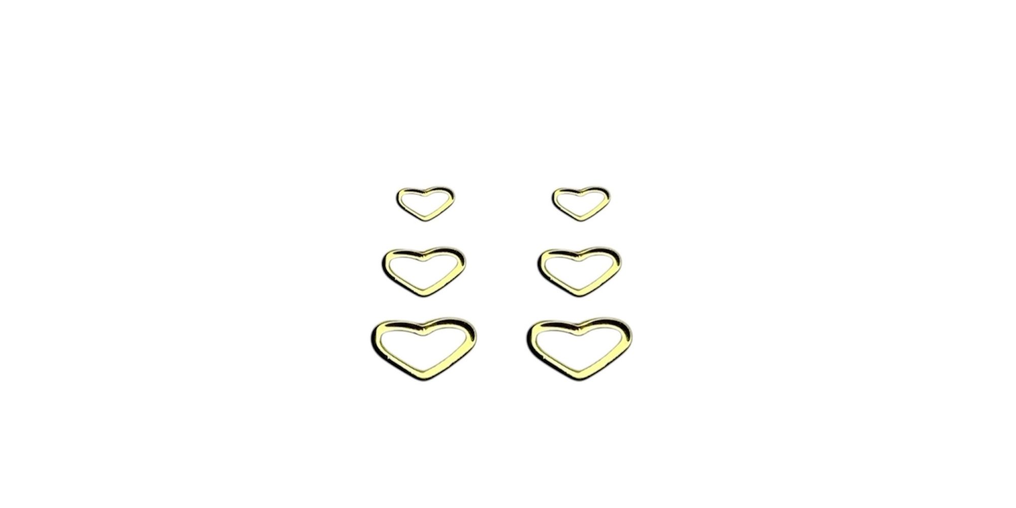 Brinco Trio Coração Vazado Banhado A Ouro 18K