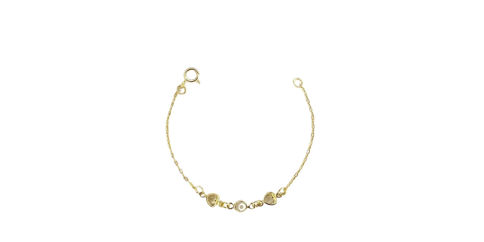 Pulseira Infantil Coração Pérola Banhado A Ouro 18K