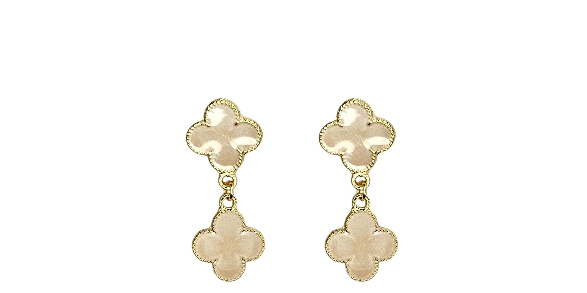 Brinco Trevo Pérola Virgínia Banhado A Ouro 18K
