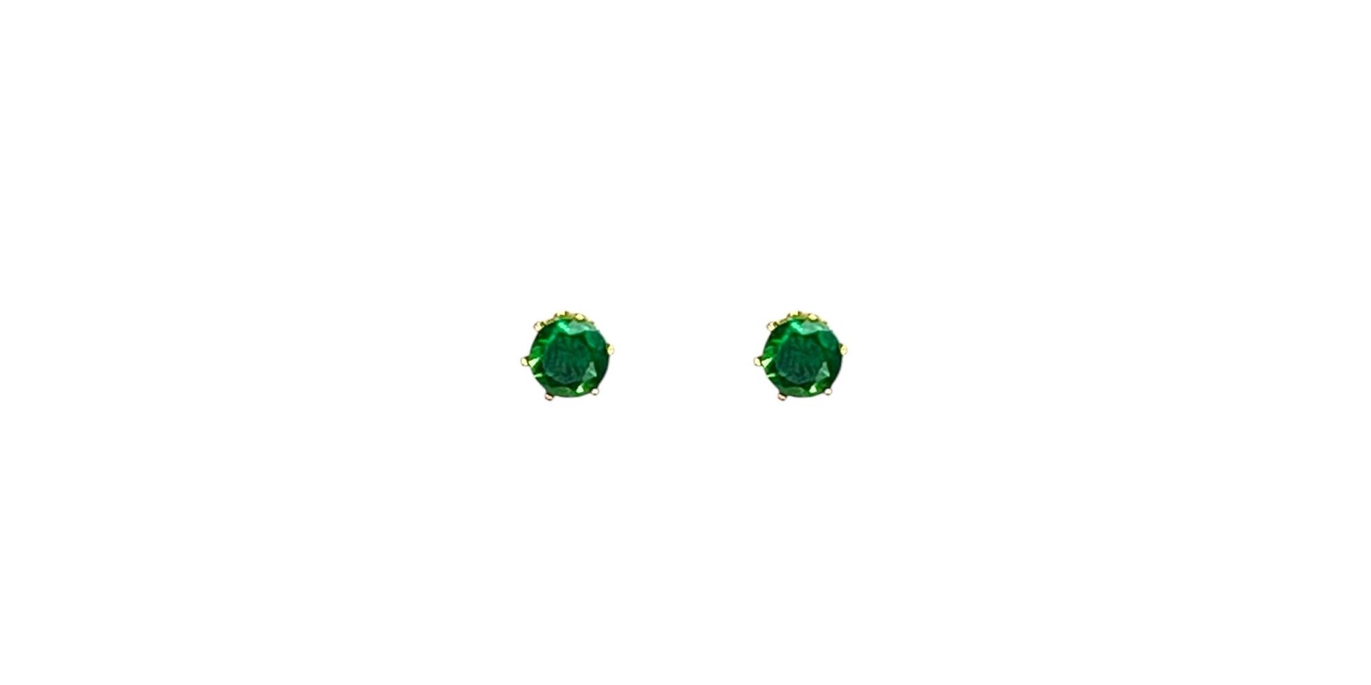 Brinco Redondo Verde Escuro Vidro Banhado A Ouro 18K