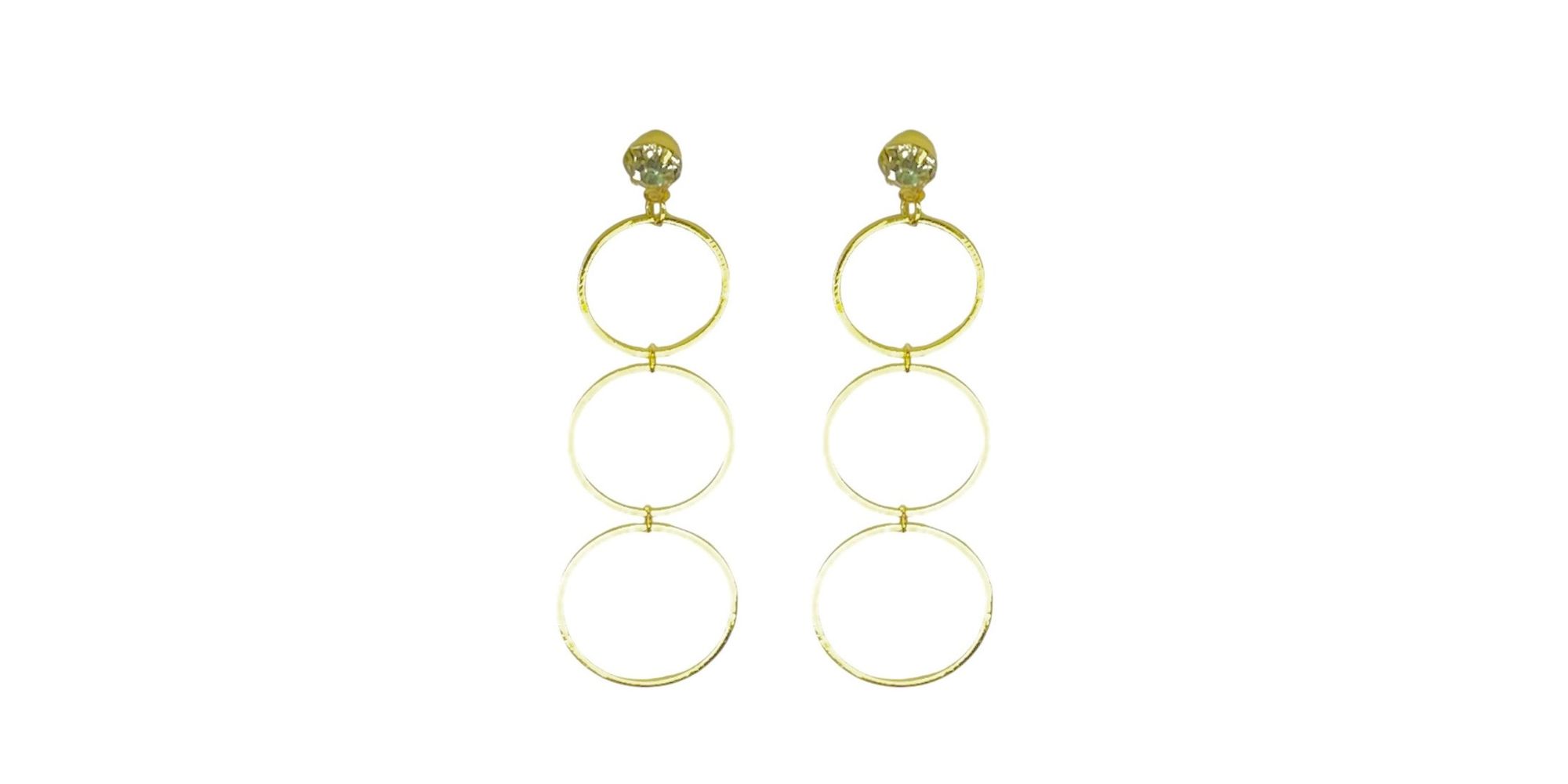 Brinco Três Arcos Strass Banhado A Ouro 18K