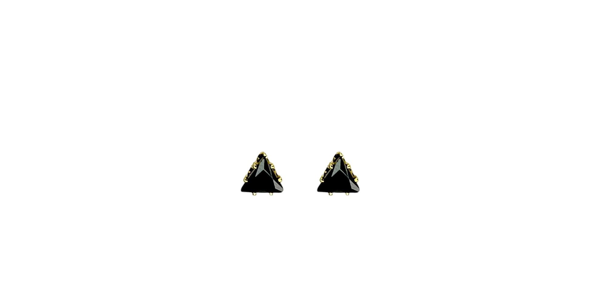 Brinco Triângulo Preto Zircônia Banhado A Ouro 18K