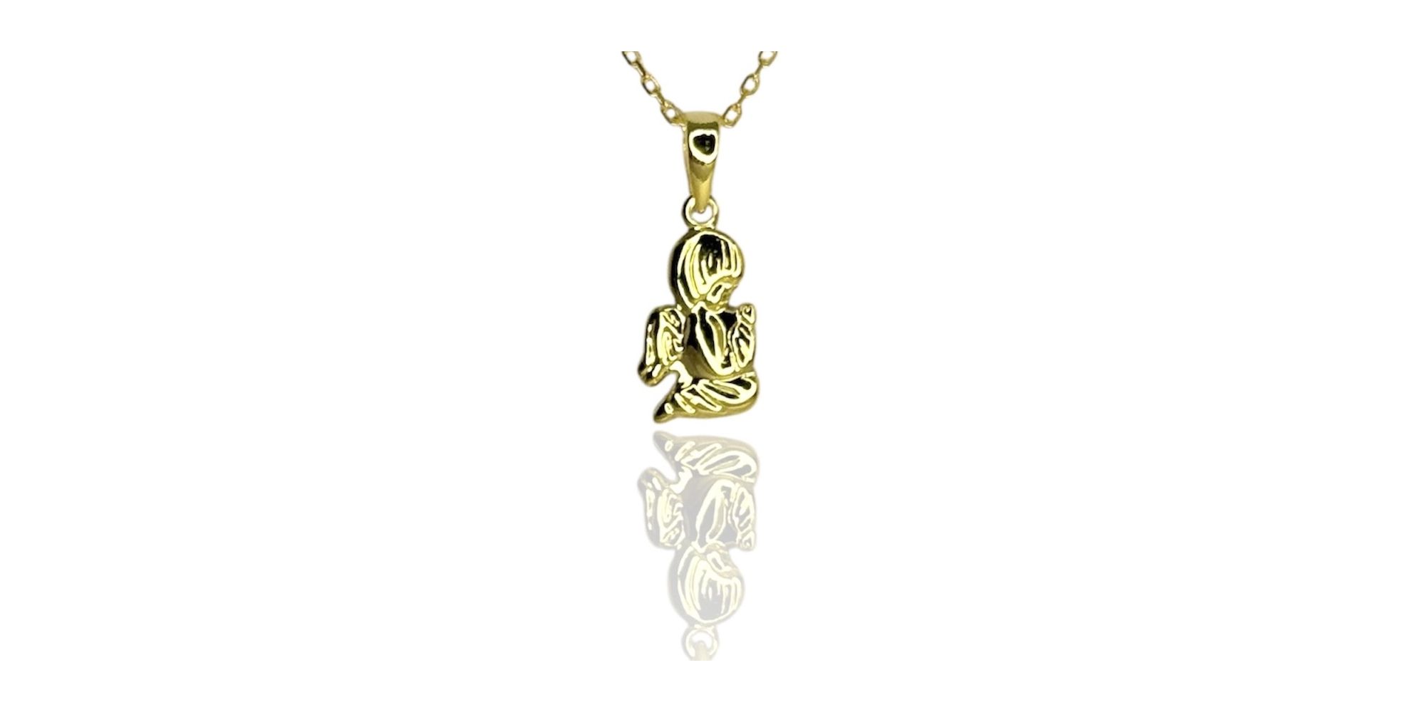 Pingente Anjo Orando Banhado A Ouro 18K