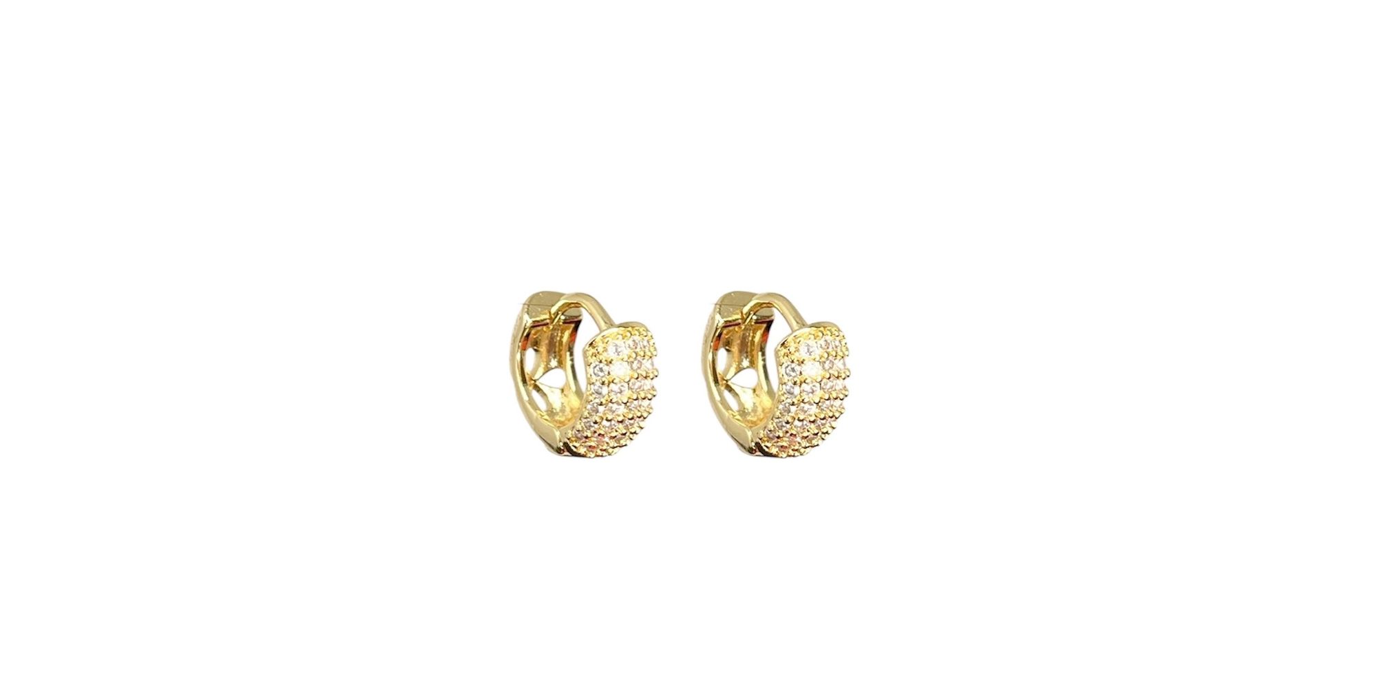 Brinco Argola Cravejada Zircônia Banhado A Ouro 18K