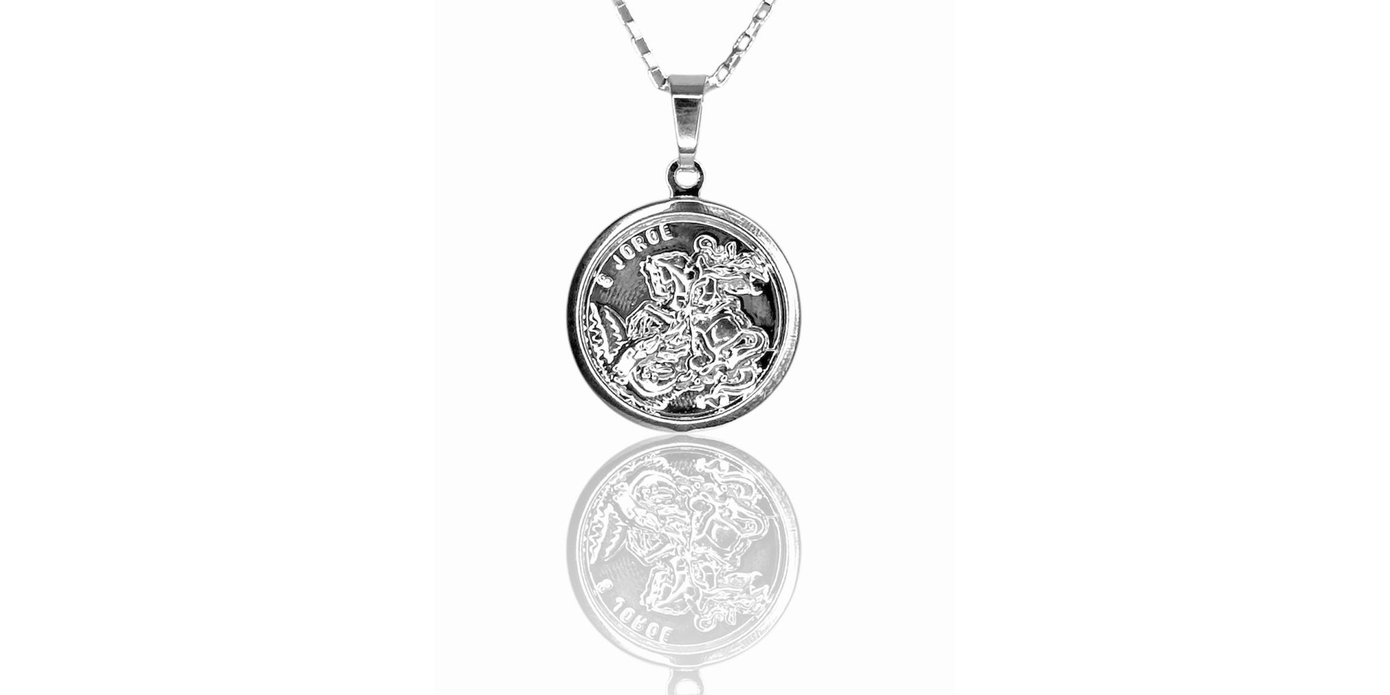 Pingente Medalha São Jorge Banhado A Prata 925