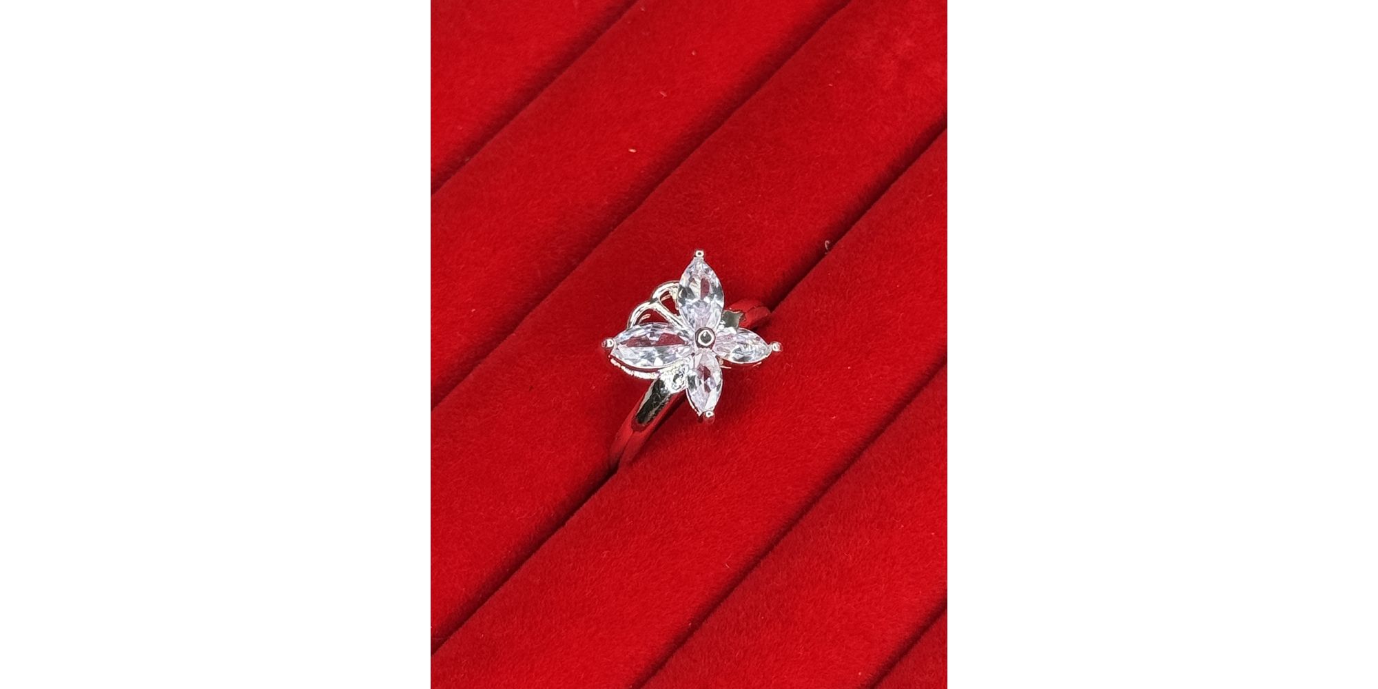 Anel Borboleta Cristal Zircônia Banhando A Prata 925