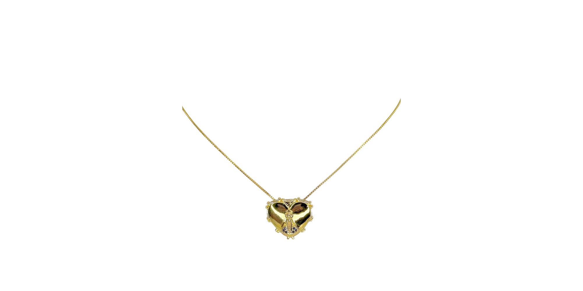 Colar Veneziana Nossa Senhora Zircônia Banhado A Ouro 18K