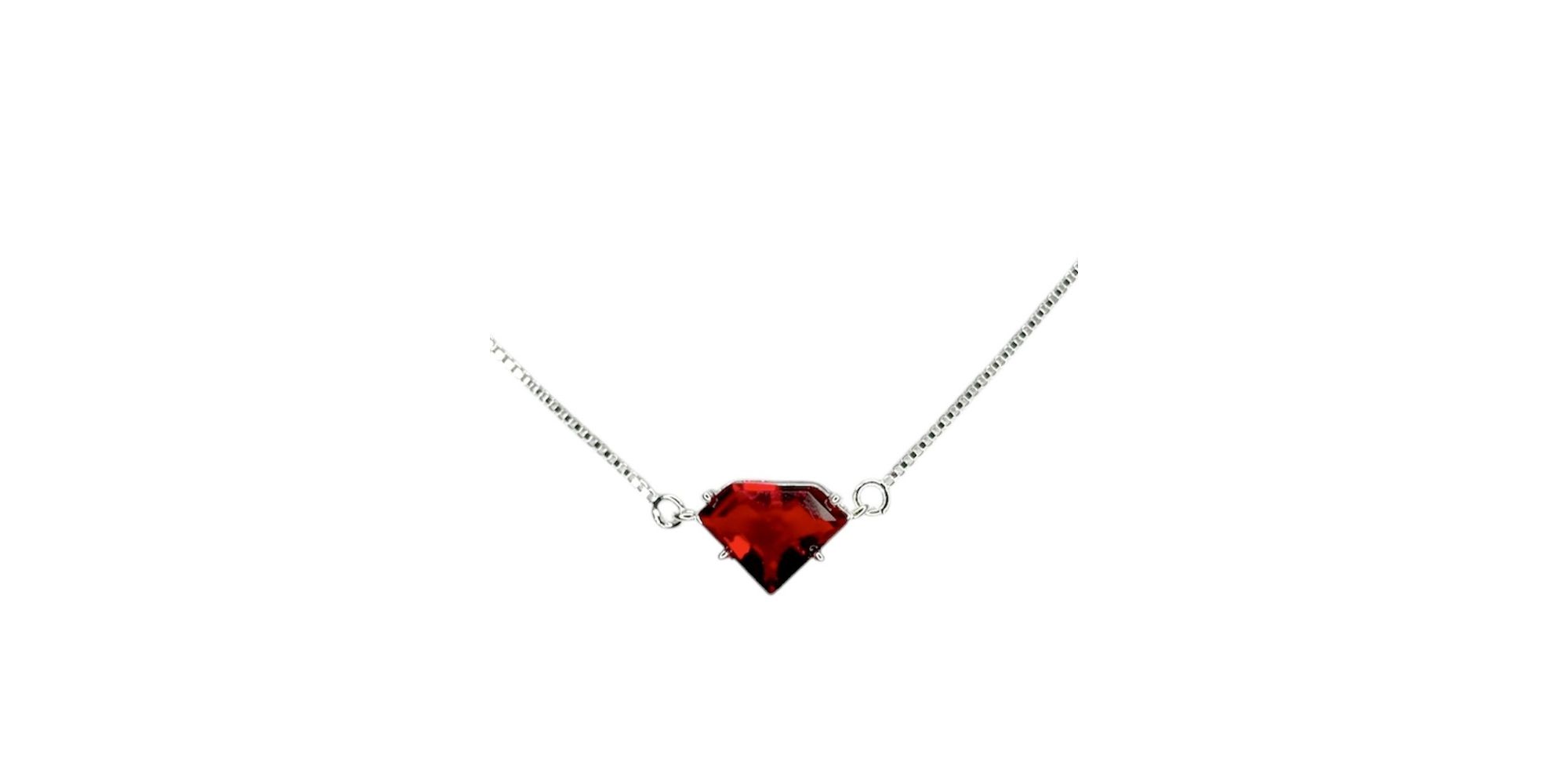 Colar Diamante Vermelho Banhado A Prata 925