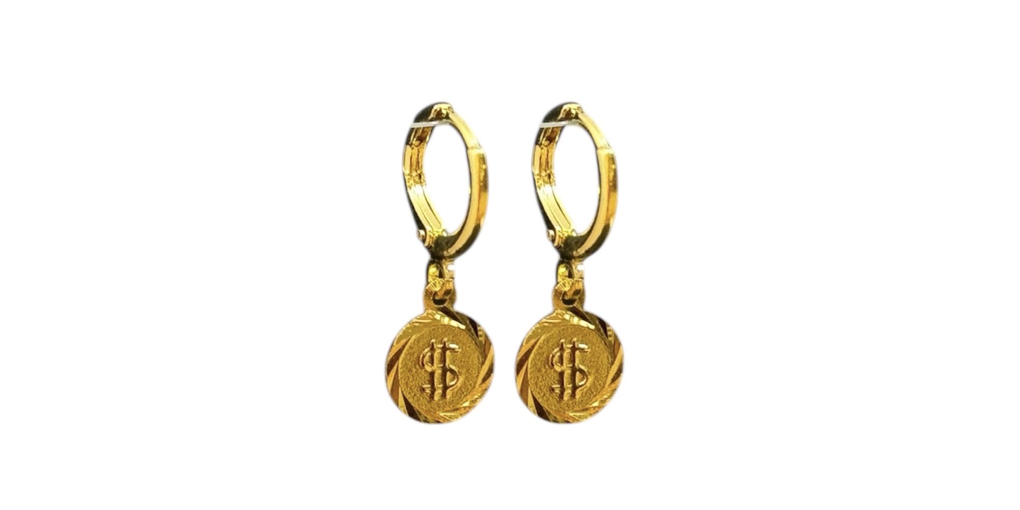 Brinco Argola Tqt Cifrão Banhado a Ouro 18k