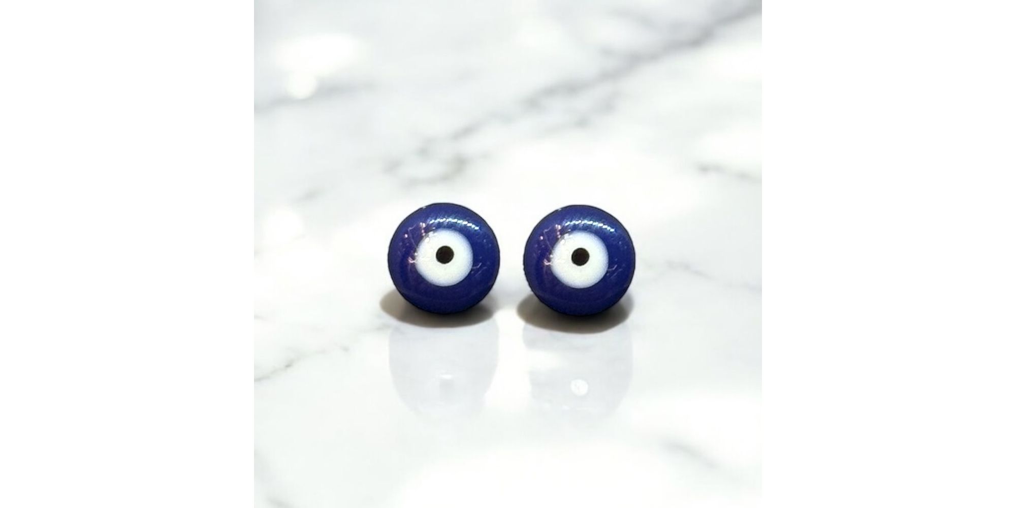 Brinco Olho Grego Azul Escuro Banhado A Ouro 18K