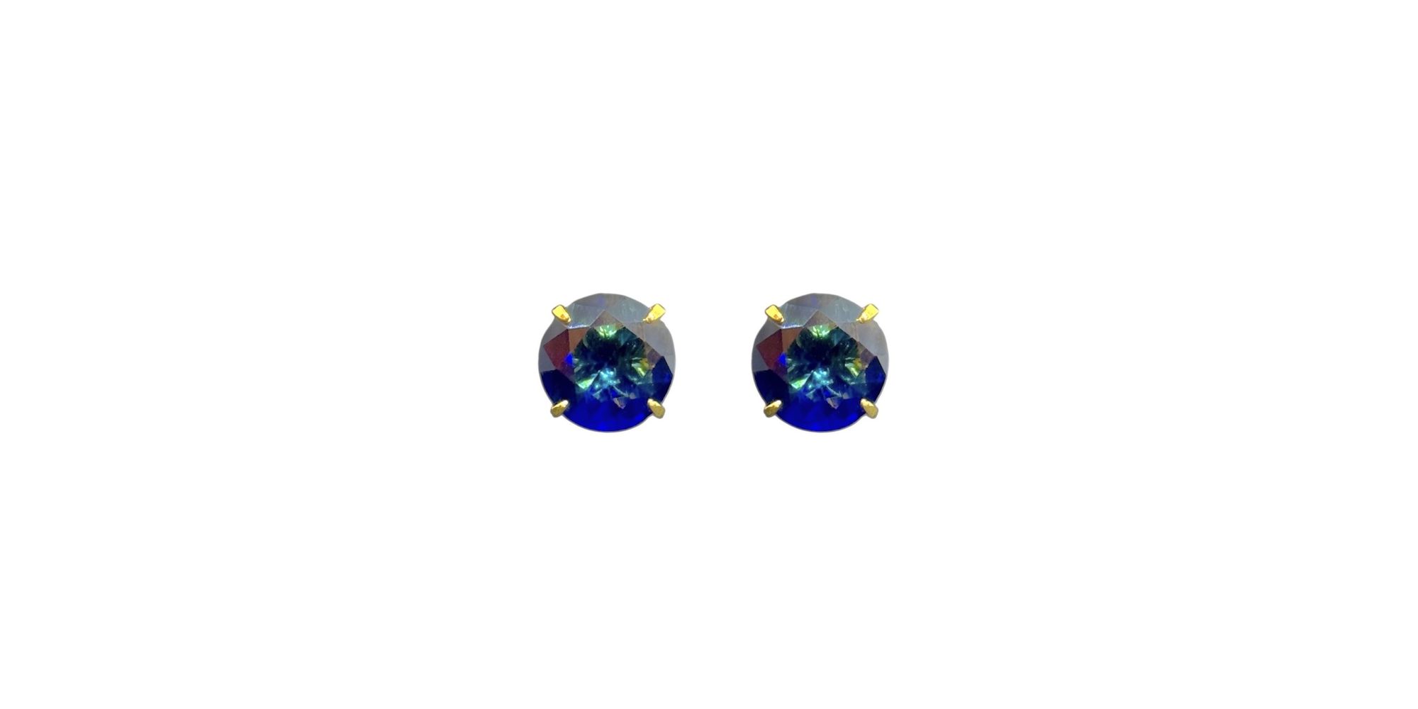 Brinco Diamante Azul Marinho Banhado A Ouro 18K