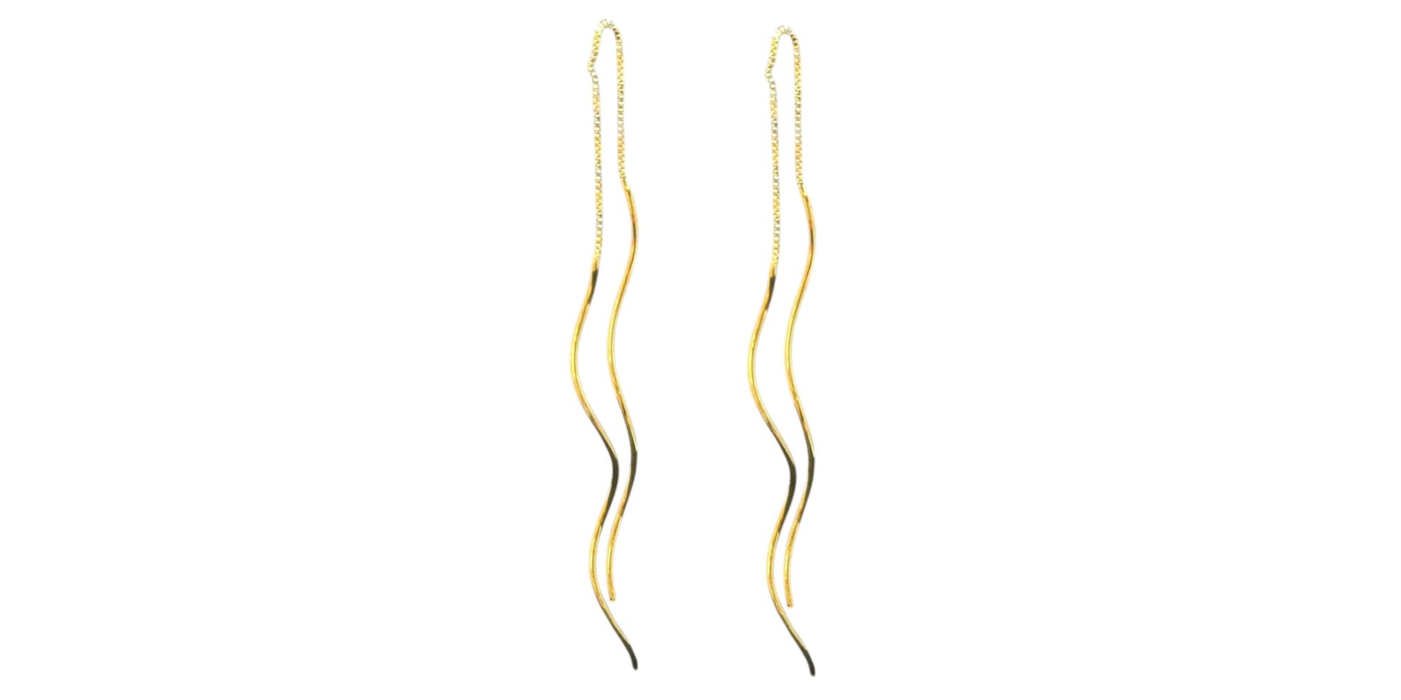 Brinco Costura Ondulado Liso Banhado a ouro 18K