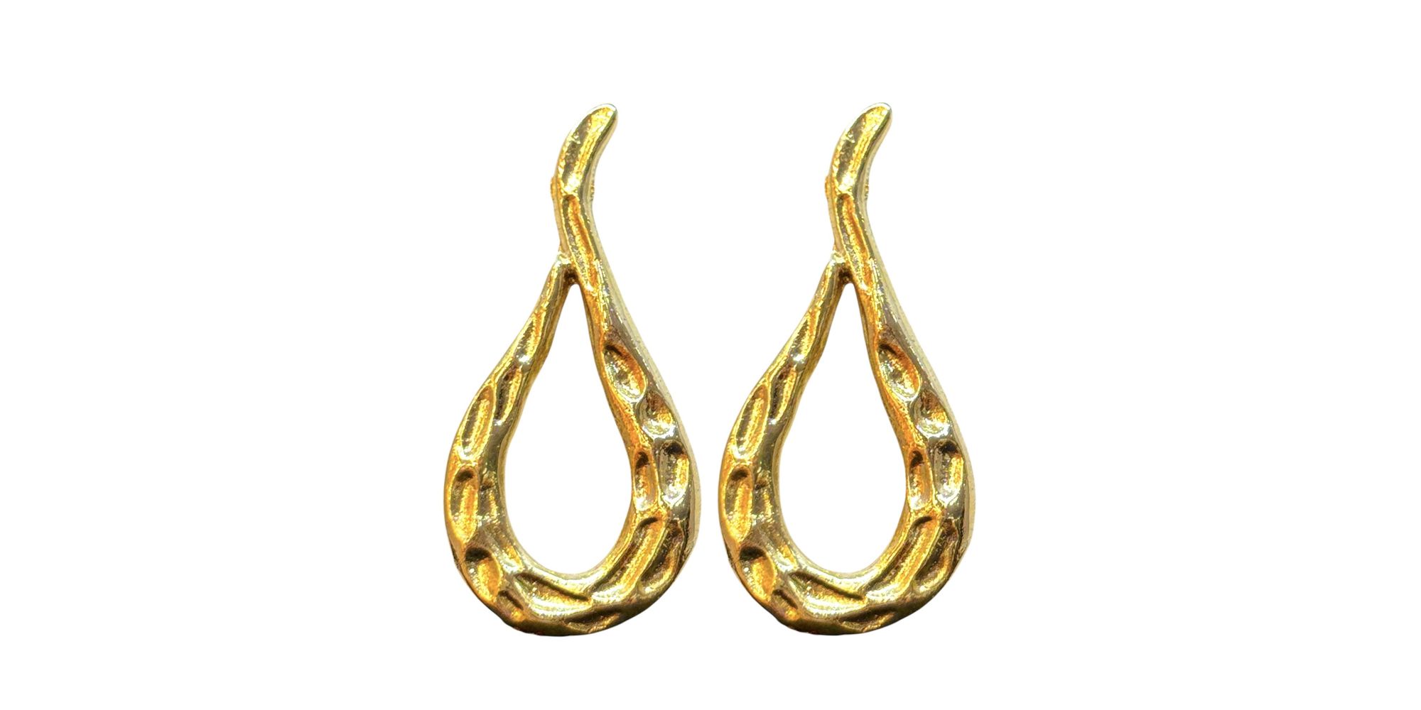 Brinco Gota Orgânica Vazado Banhado A Ouro 18K