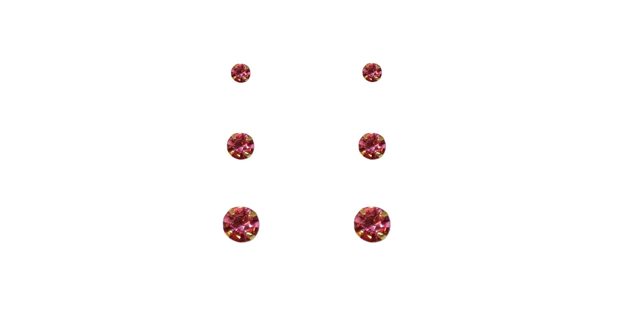 Brinco Trio Bolinha Rubi Banhado A Ouro 18K