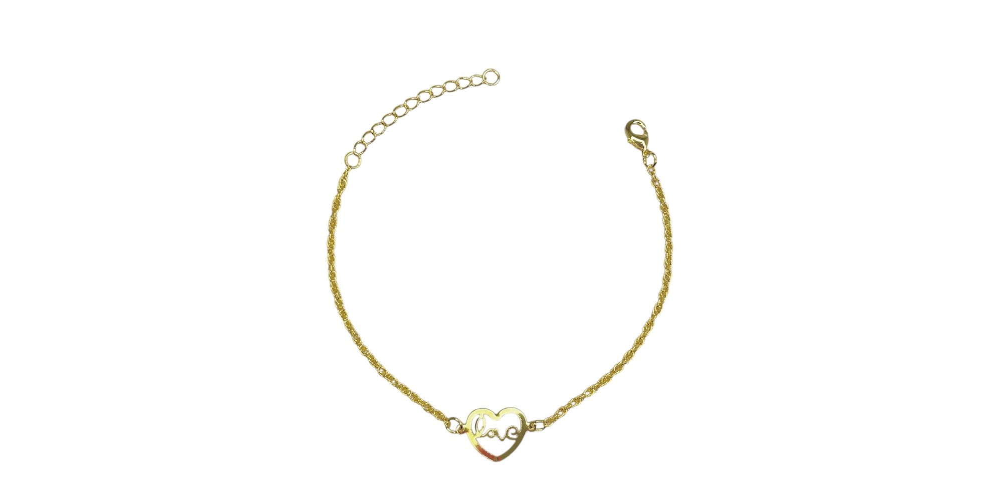 Pulseira Singapura Love Meio Banhado A Ouro 18K