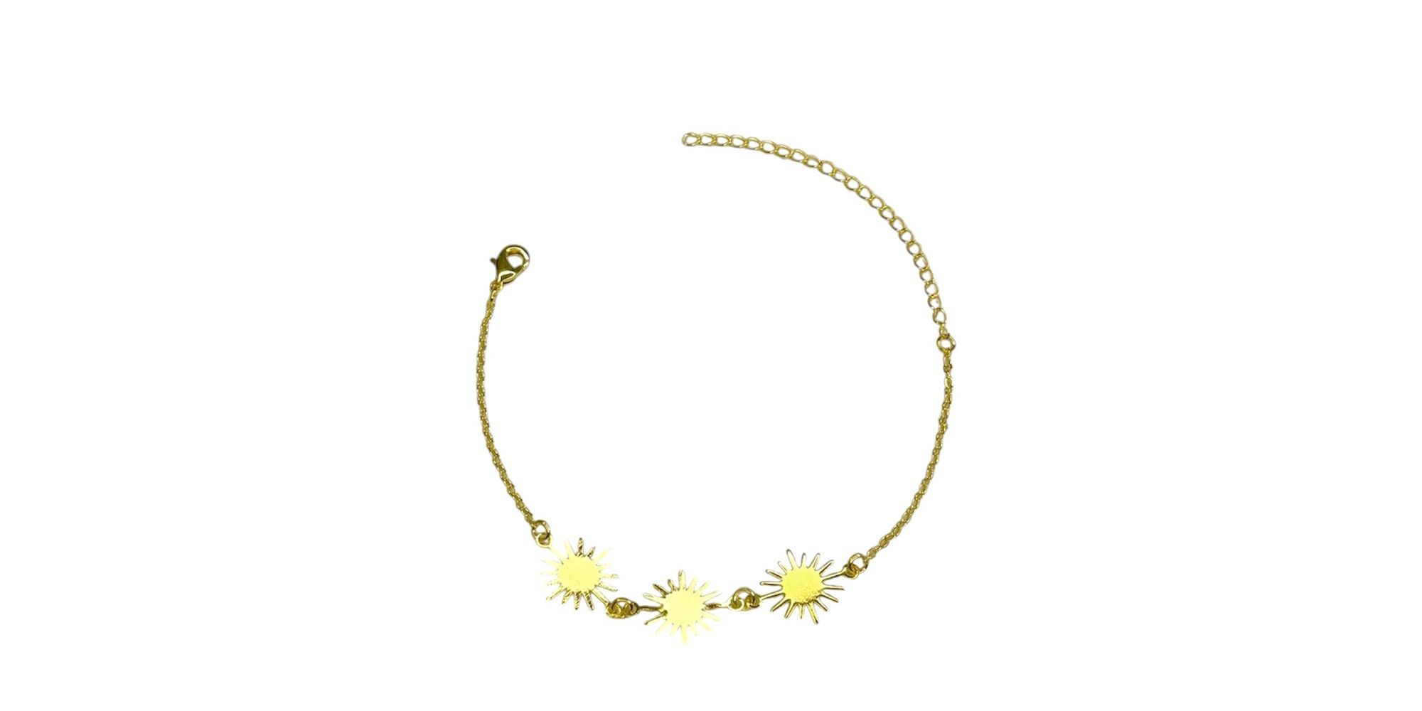 Pulseira Três Sol Chapada Banhado A Ouro 18K