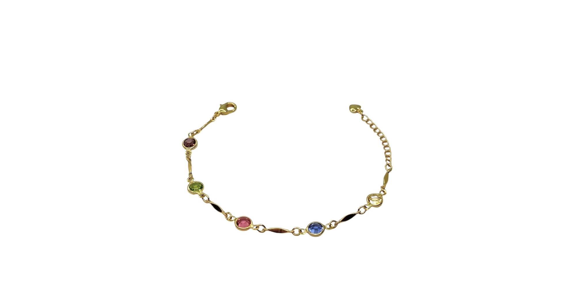 Pulseira Tiffany Colorido Claro Espaçada Banhado A Ouro 18K
