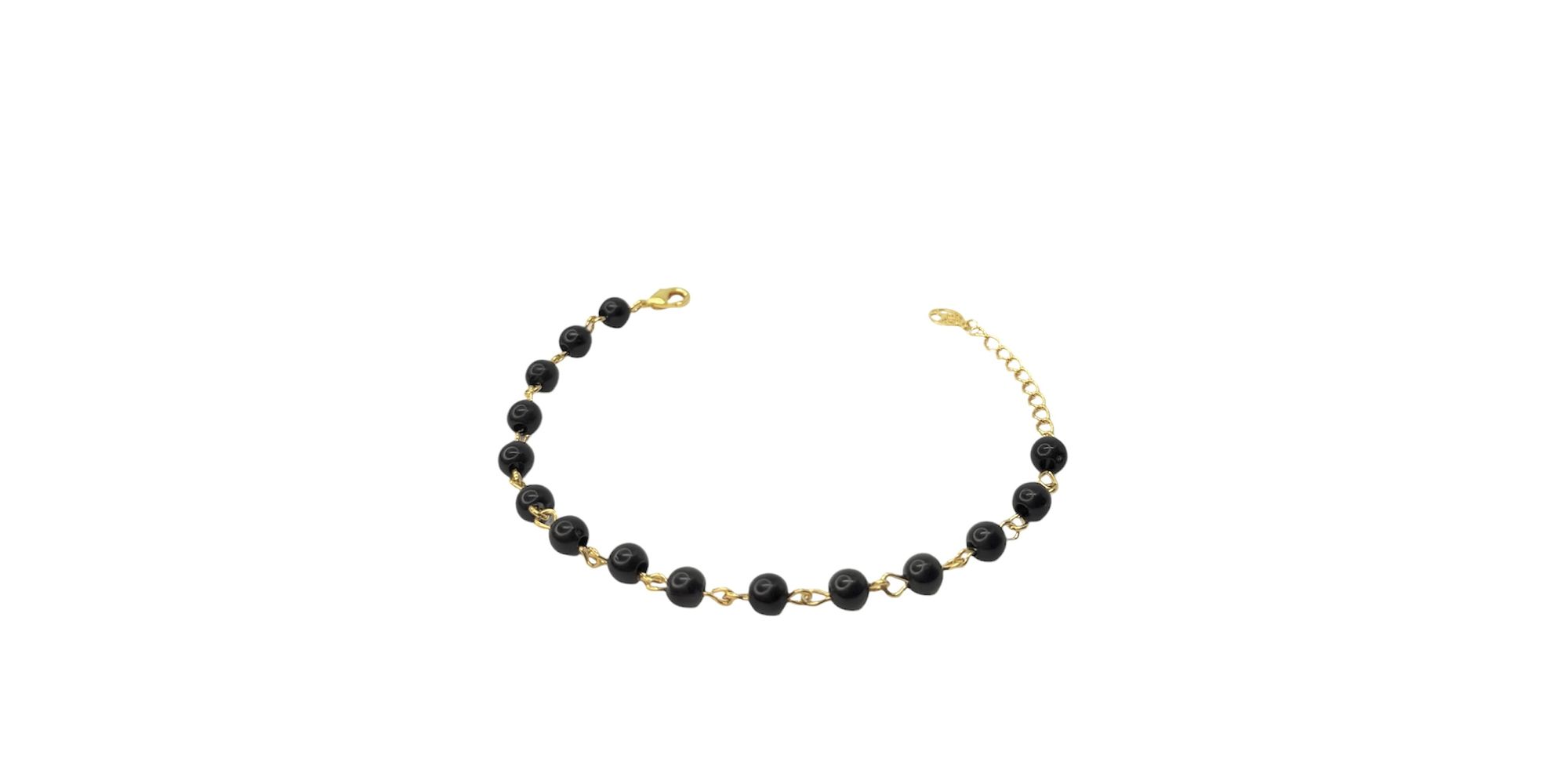 Pulseira Bola Preta Banhado A Ouro 18K
