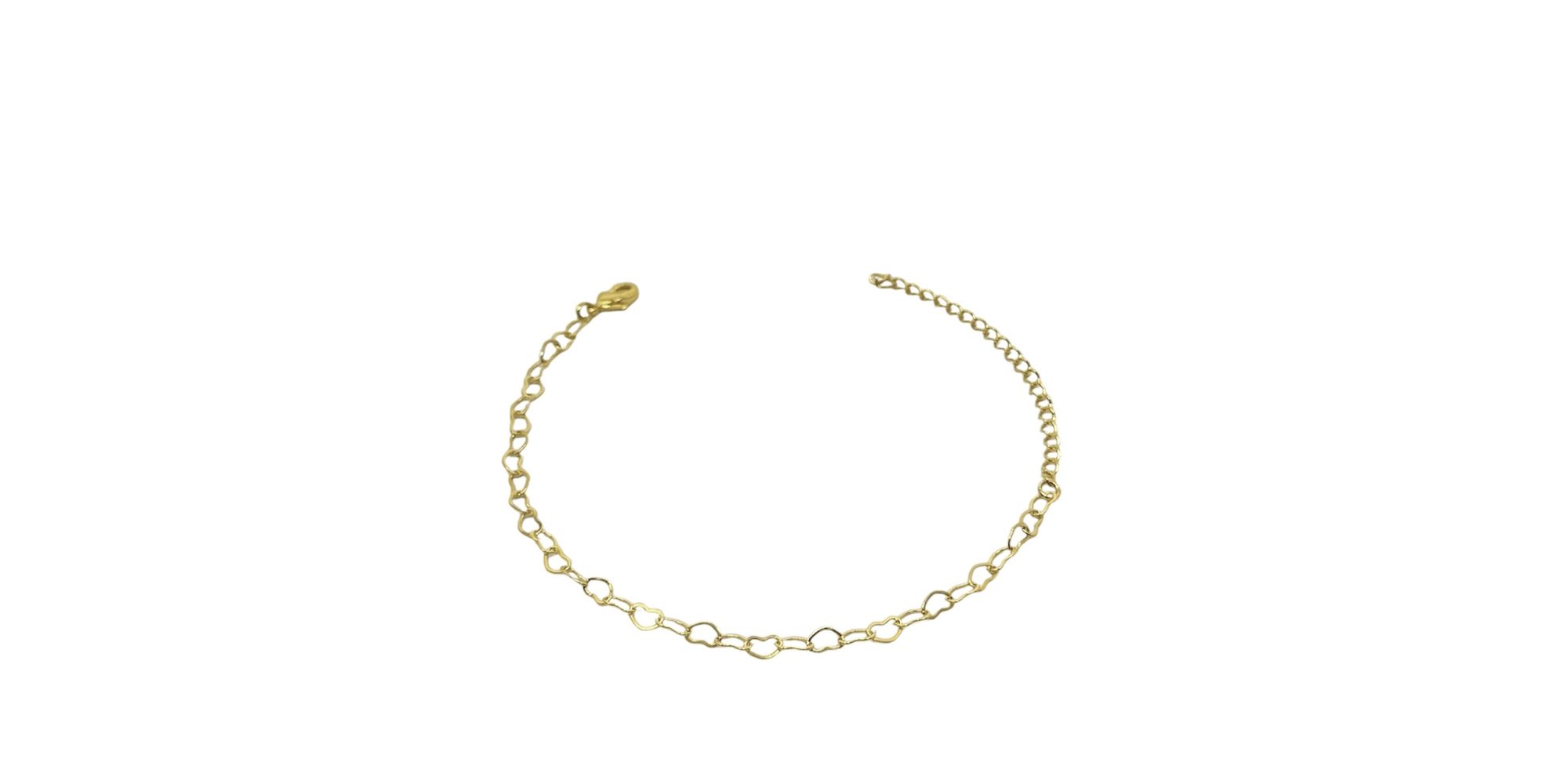 Pulseira Elo Coração Vazado 4m Banhado A Ouro 18K