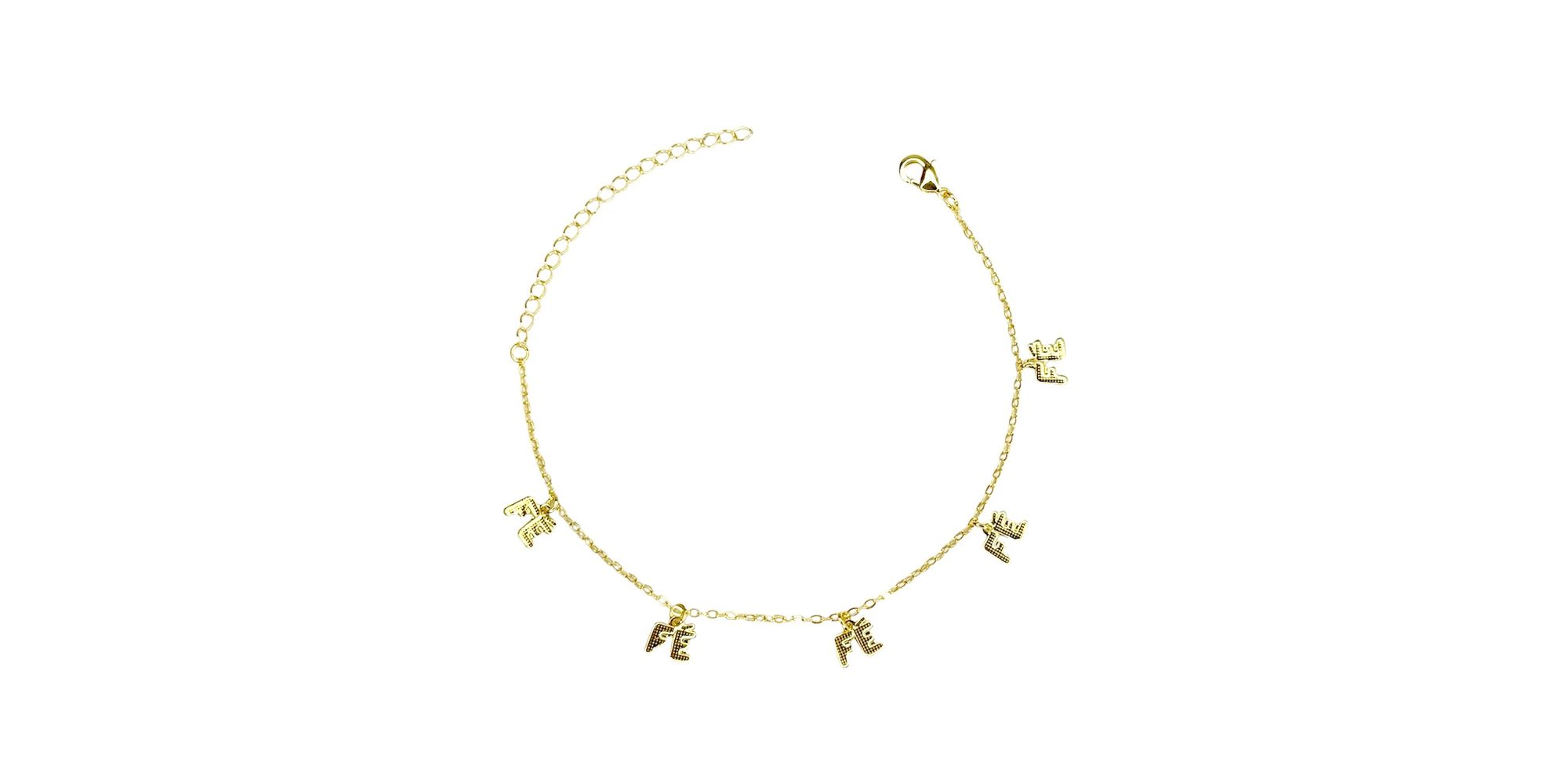 Pulseira Fé Cinco Badulaque Banhado A Ouro 18K