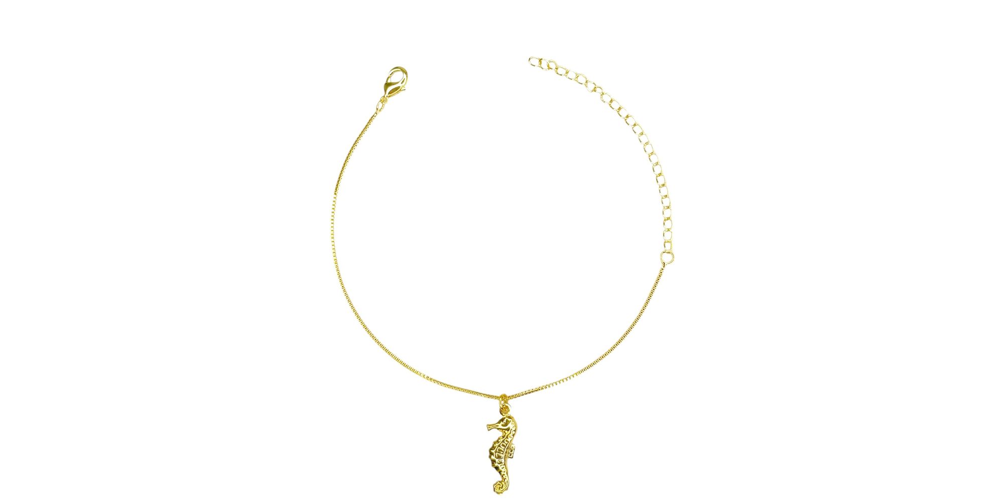 Pulseira Cavalo Marinho Pendurado Banhado A Ouro 18K