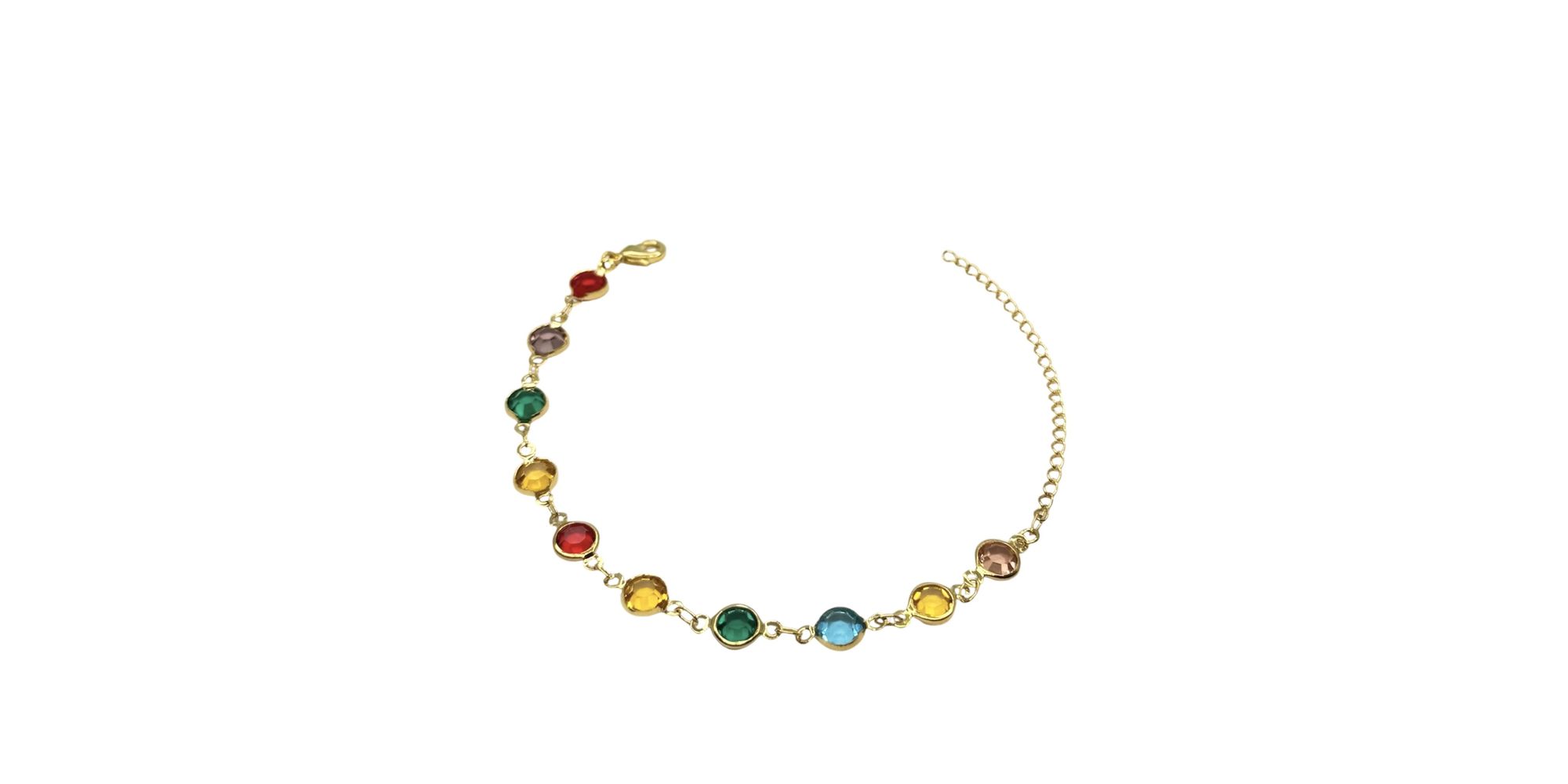Pulseira Tiffany Colorido Escuro Banhado A Ouro 18k