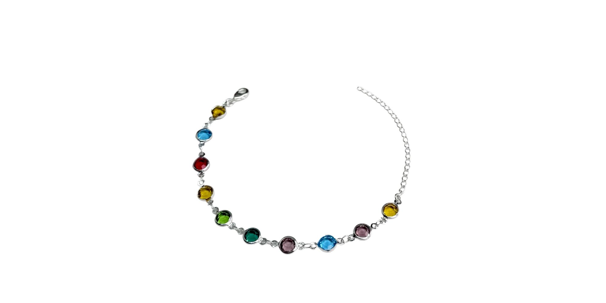 Pulseira Tiffany Colorido Escuro Banhado A Prata 925