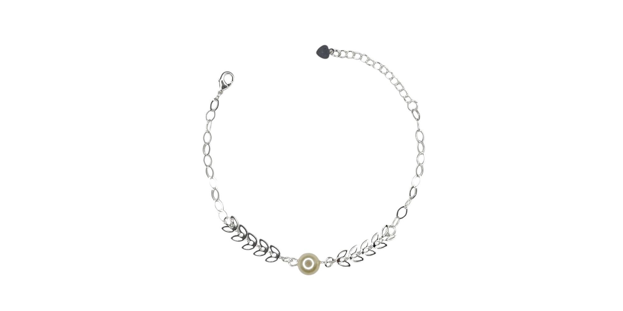 Pulseira Escama Pérola Meio Banhado A Prata 925.