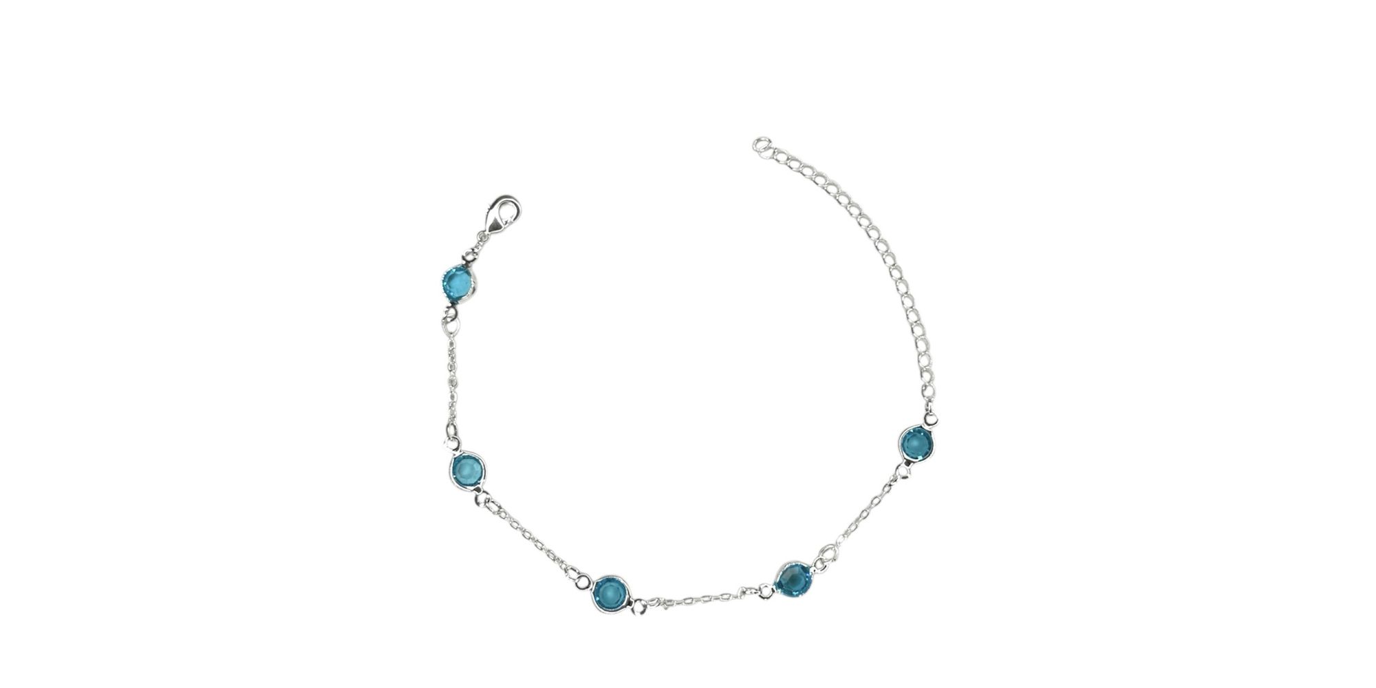 Pulseira Cinco Tiffany Azul Espaçada Banhado A Pra... - RC JOIAS BY RUDI