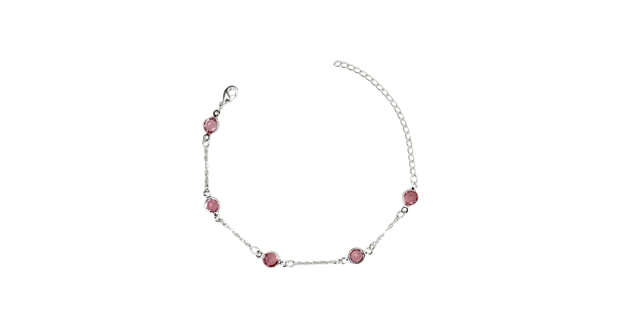 Pulseira Cinco Tiffany Rosa Espaçada Banhado A Pra... - RC JOIAS BY RUDI