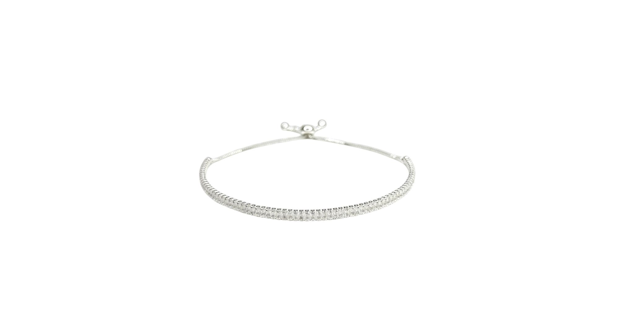 Pulseira Gravatinha Cravejada Zircônia Banhado A Prata 925