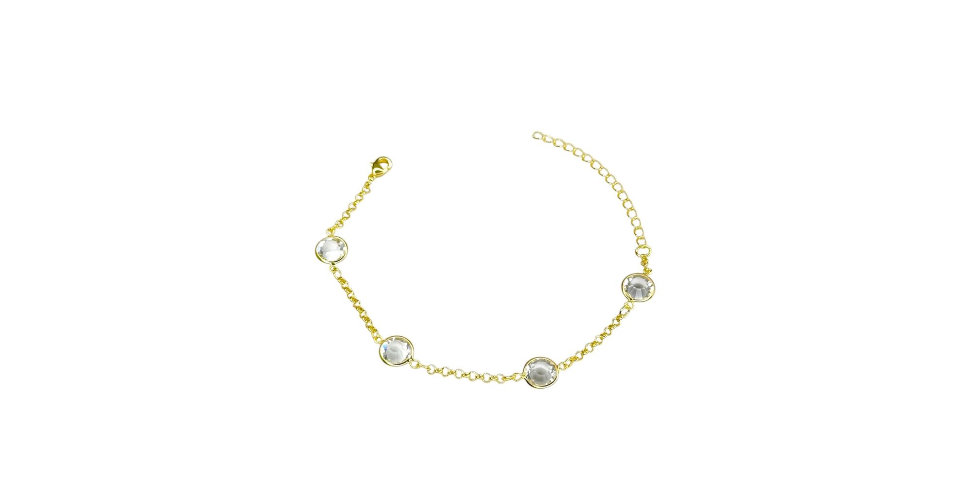 Pulseira Quatro Tiffany Cristal Espaçada Banhado A Ouro 18K