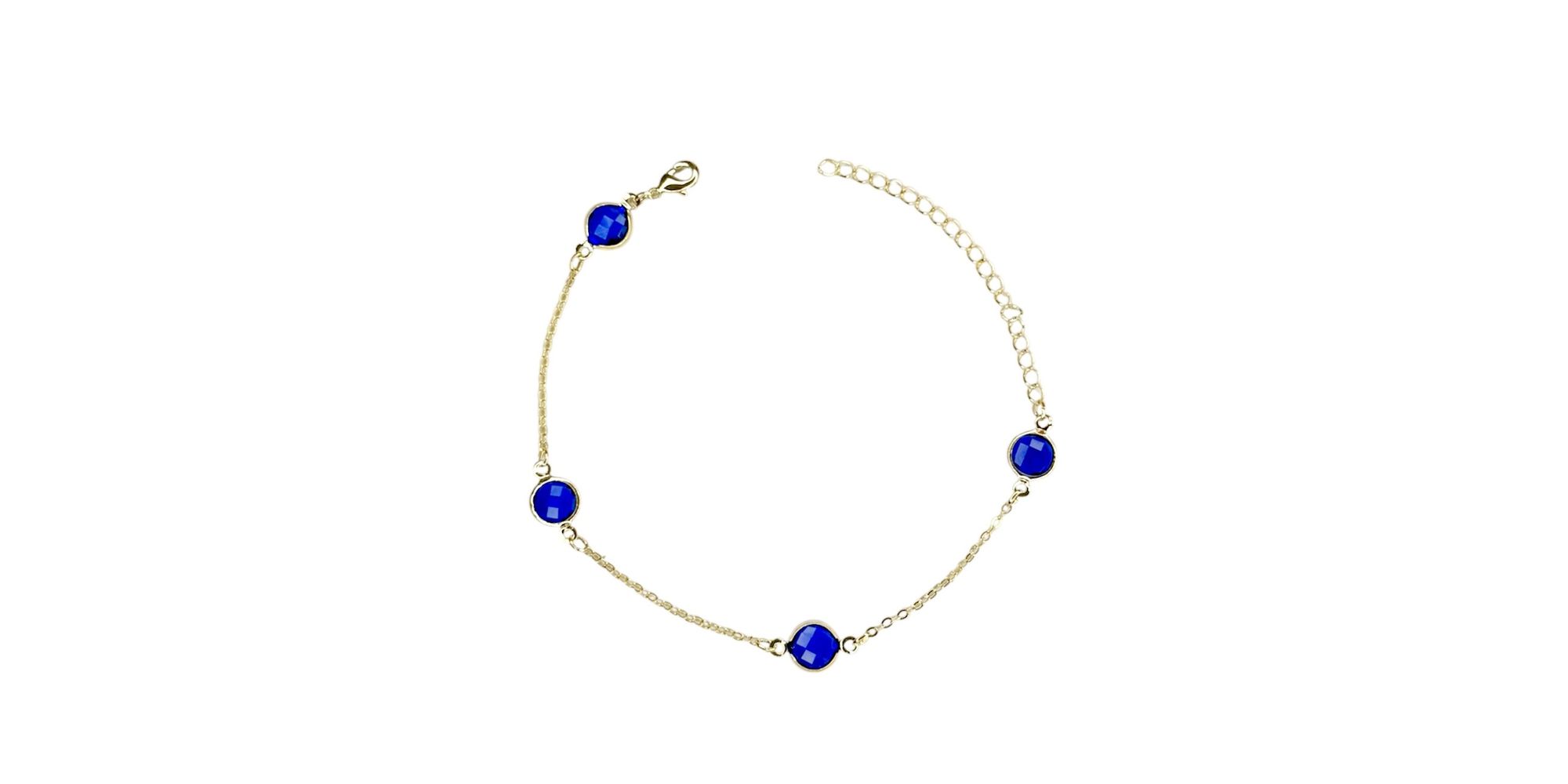 Pulseira Quatro Tiffany Azul Royal Banhado A Ouro 18K