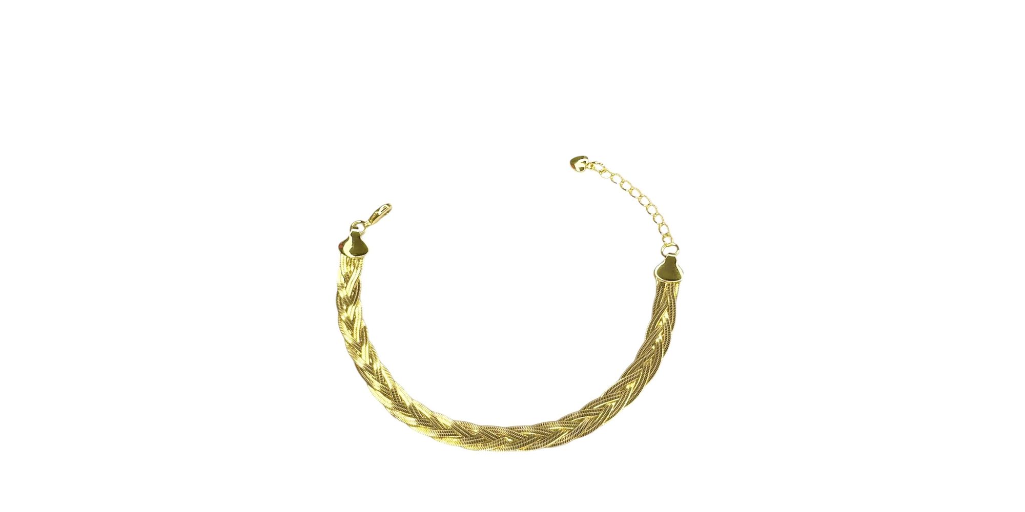 Pulseira Trançada Cinco Fios Banhado A Ouro 18K