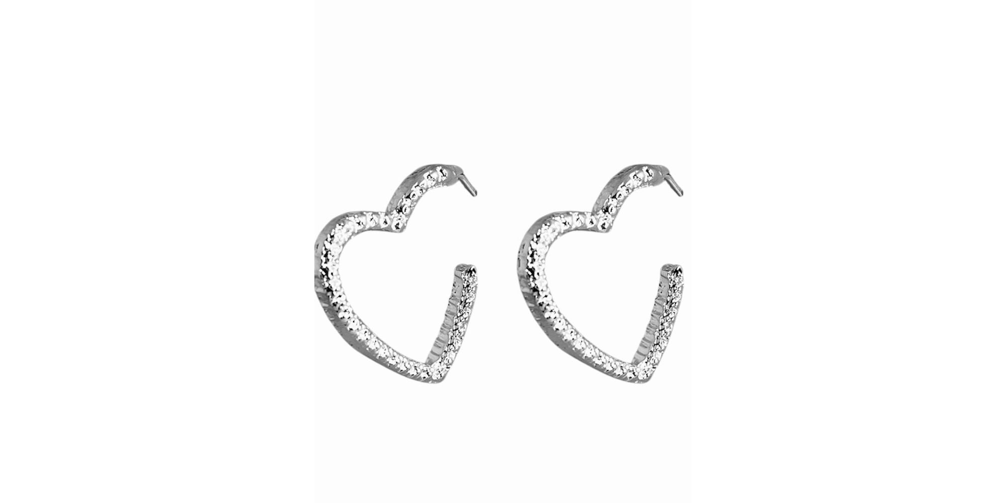 Brinco Coração Chapisco Banhado A Prata 925