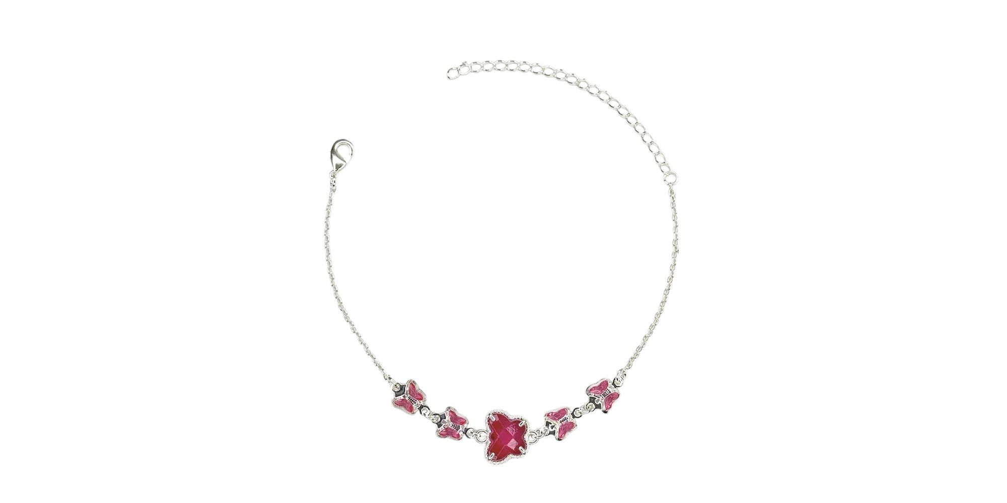 Pulseira Borboleta Cinco Rosa Banhado A Prata 925 ... - RC JOIAS BY RUDI