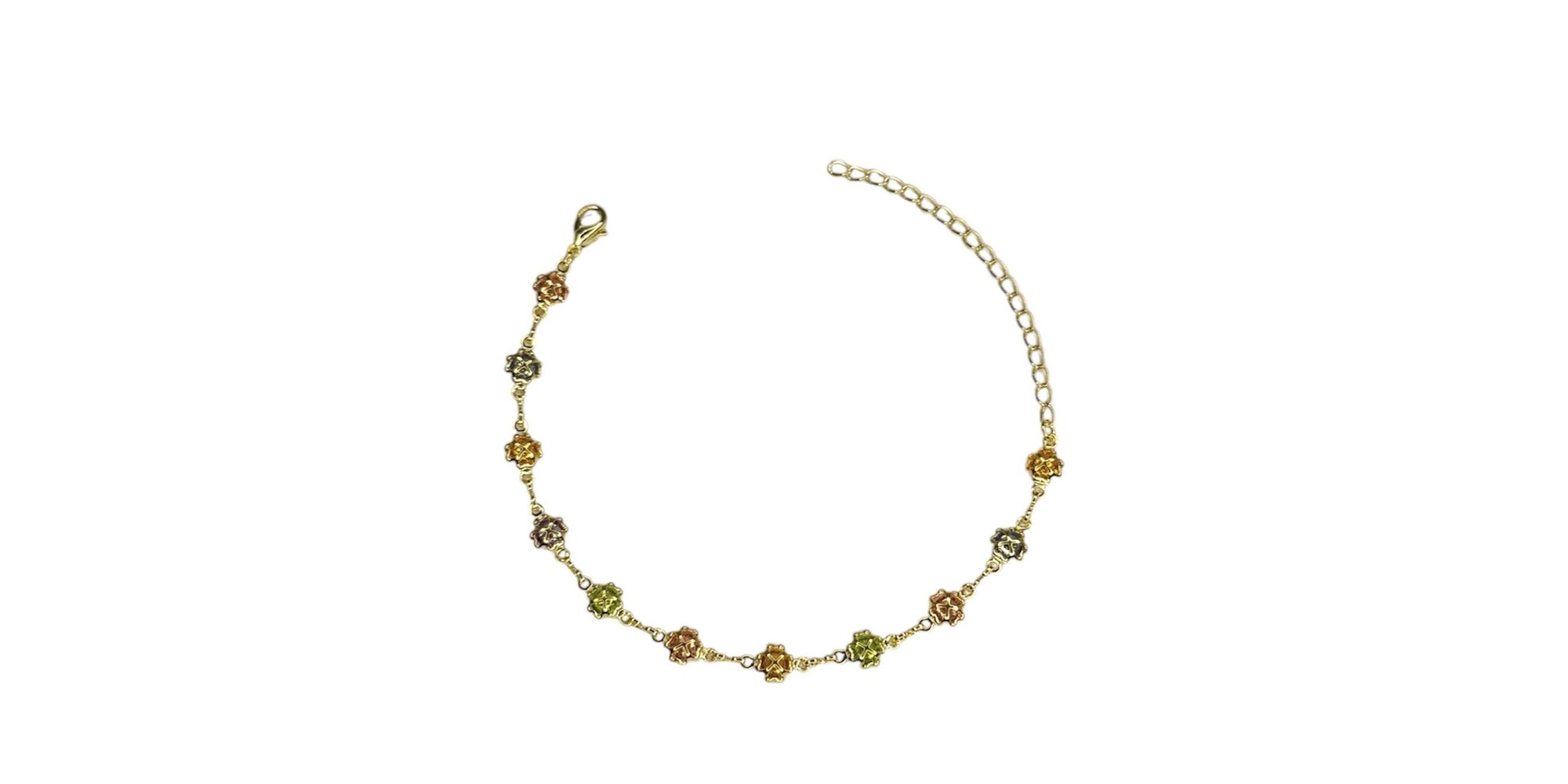 Pulseira Flor Trevo Colorida Banhado A Ouro 18K