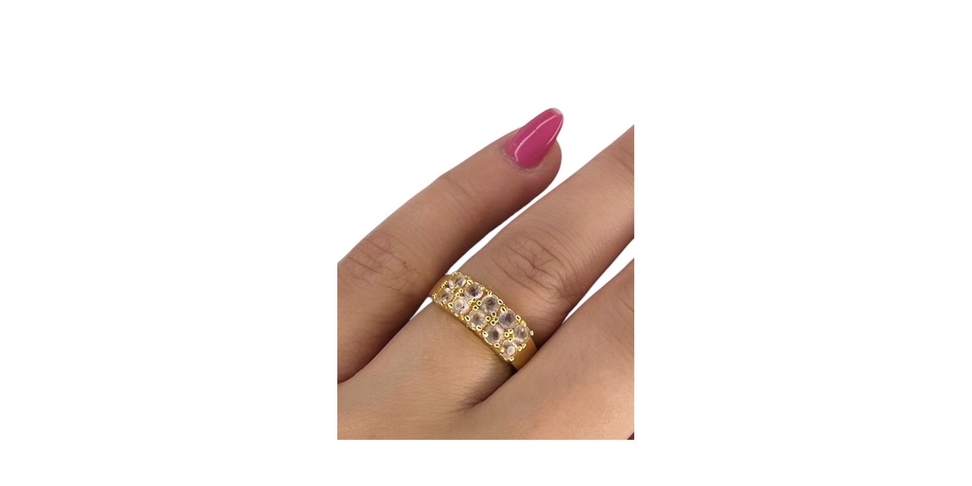 Anel Tela Cristal Zircônia Banhado A Ouro 18k
