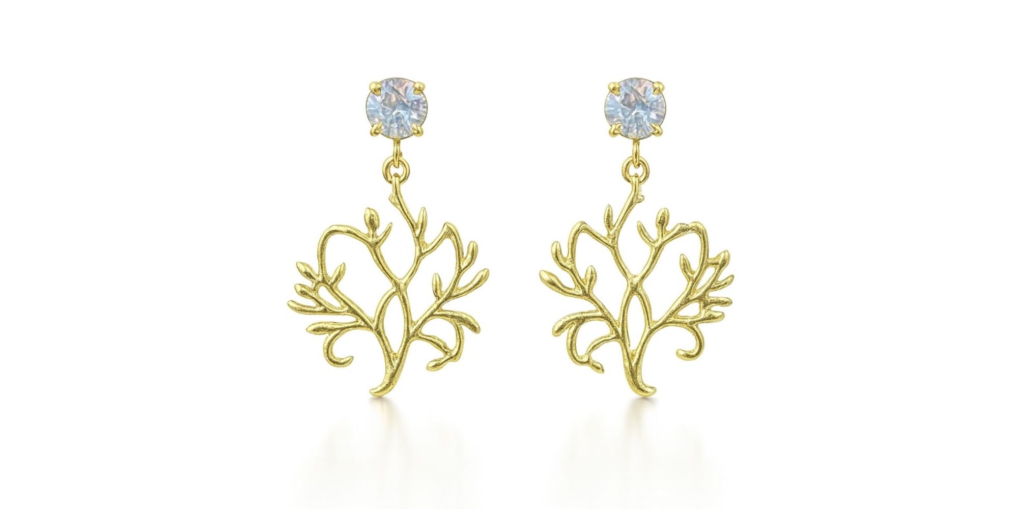 Brinco Árvore da Vida Cristal Banhado a Ouro 18K