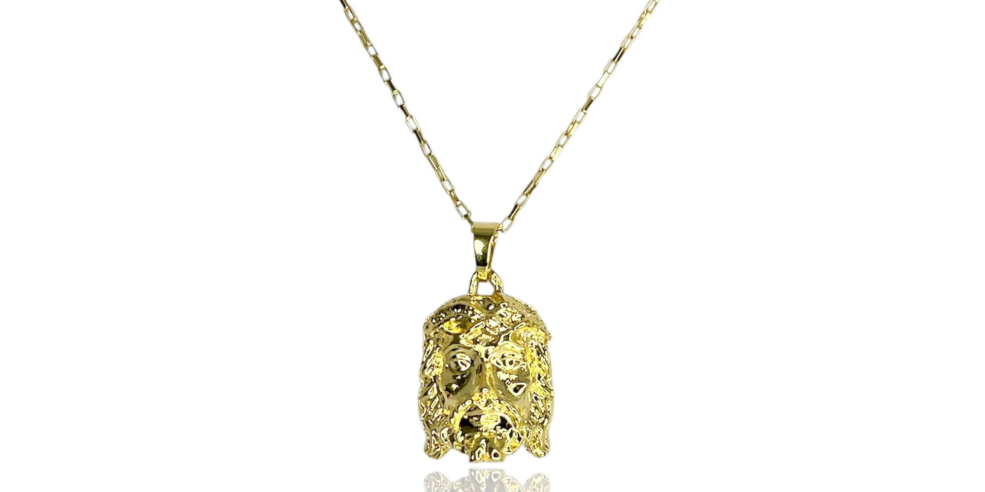 Pingente Zamac Face Cristo Banhado A Ouro 18k