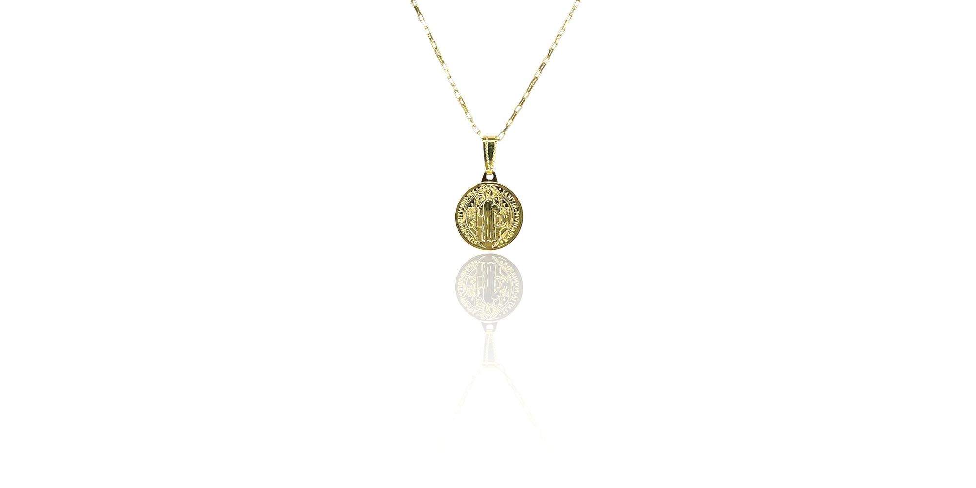 Pingente Latão Medalha São Bento Banhado A Ouro 18k