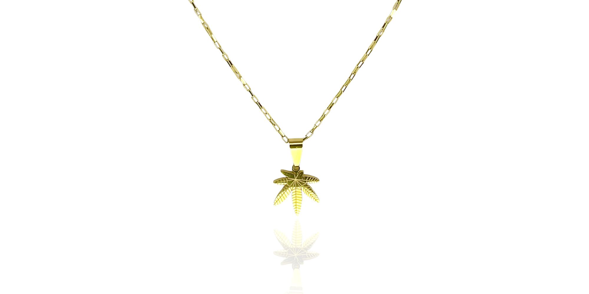 Pingente Folha Maconha 16x18 Aço Dourado 