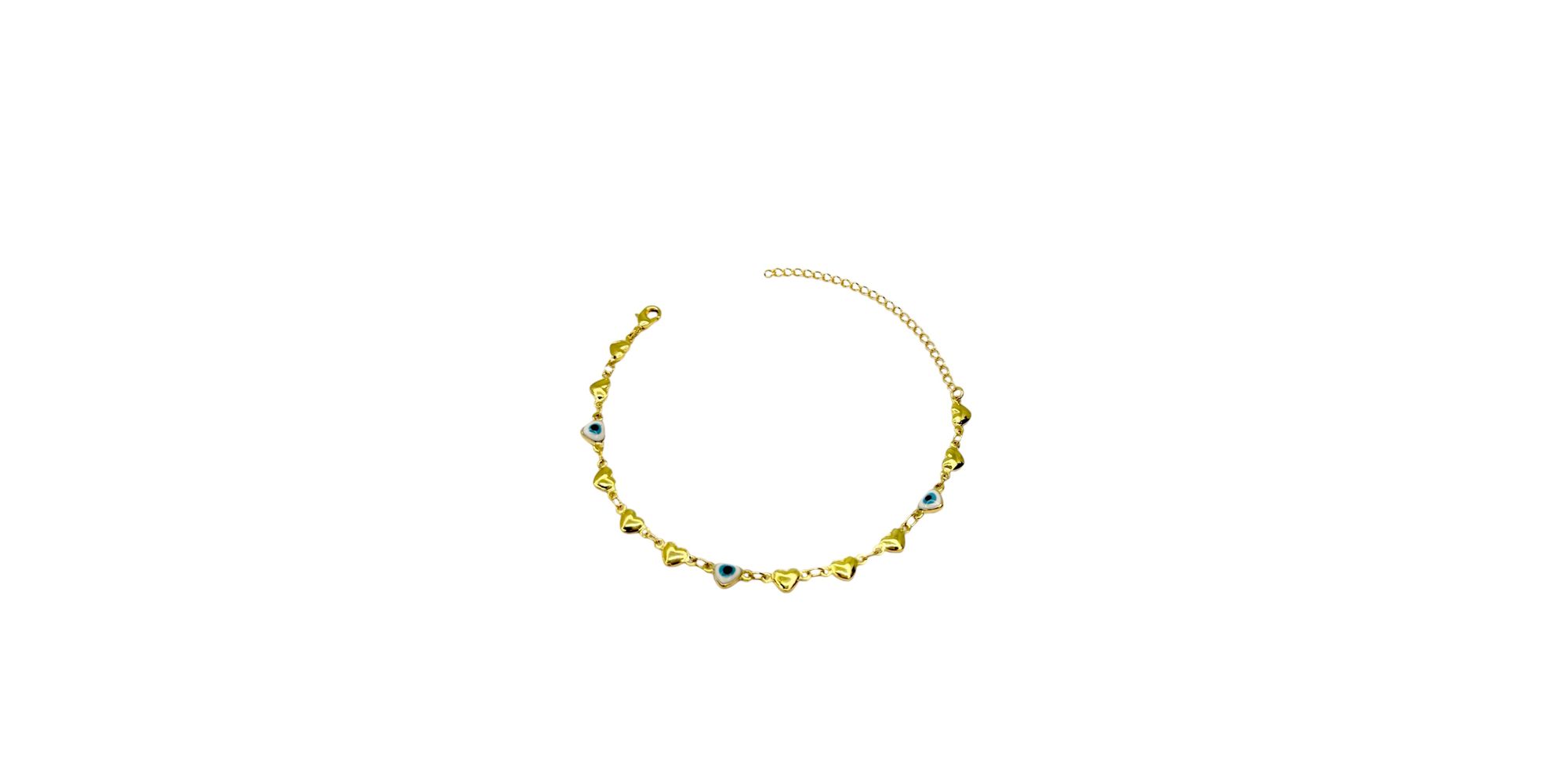 Pulseira Olho Grego Liso Branco Azul Claro Banhado... - RC JOIAS BY RUDI