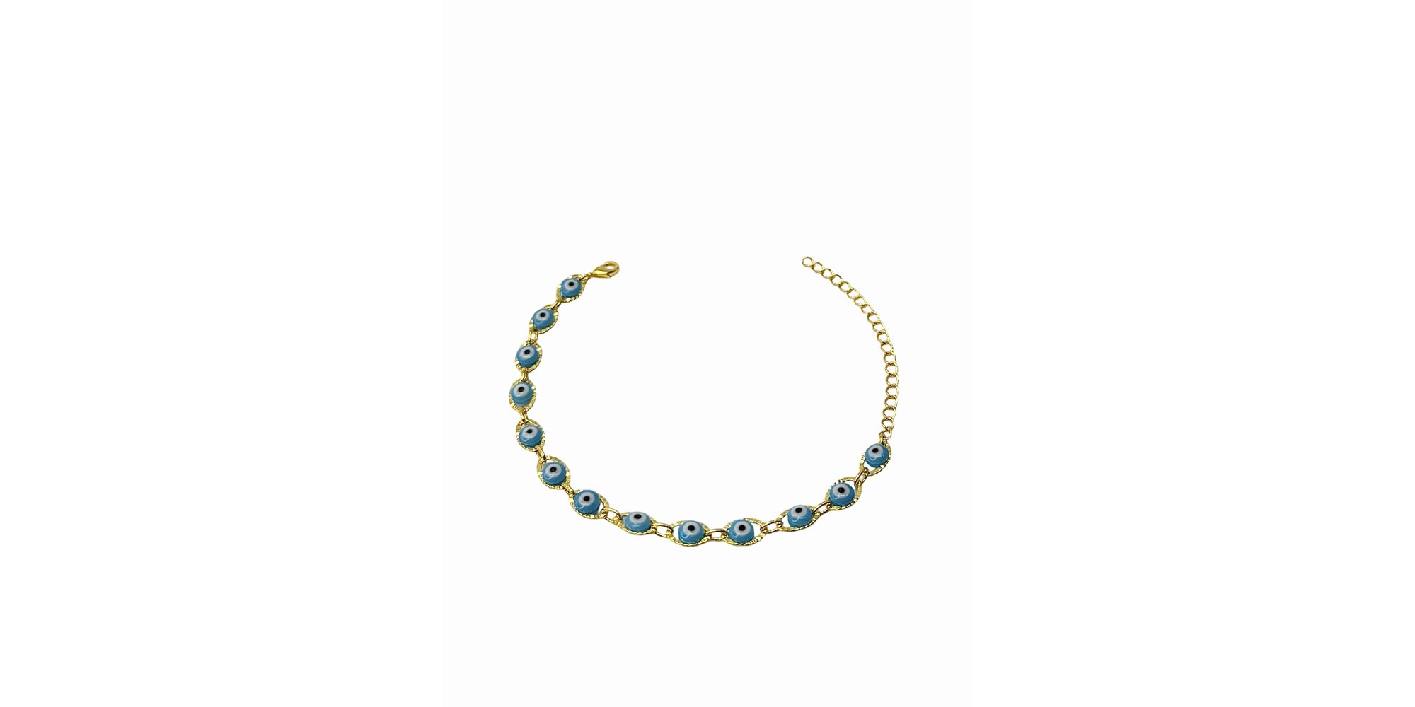 Pulseira Olho Grego Chinês Grande Azul claro Banha... - RC JOIAS BY RUDI