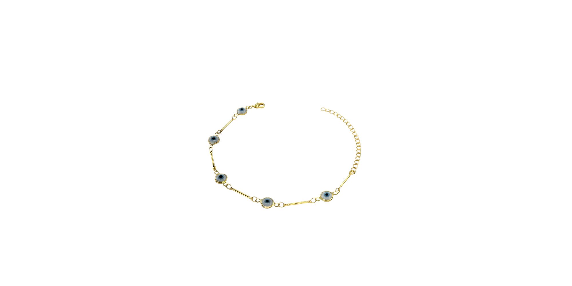 Pulseira Olho Grego Redondo Azul Claro Palito Banh... - RC JOIAS BY RUDI