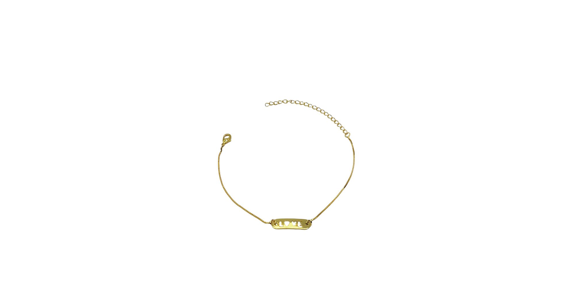 Pulseira Love Placa Meio Vazado Banhado. Ouro 18K ... - RC JOIAS BY RUDI